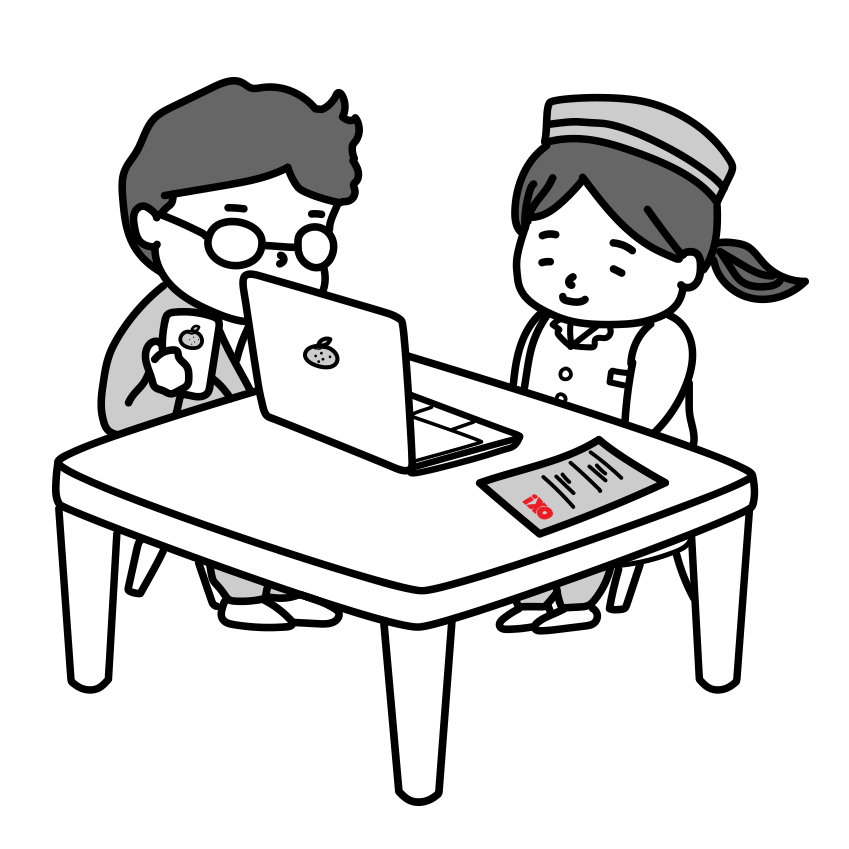 サイトについて相談しているイラスト