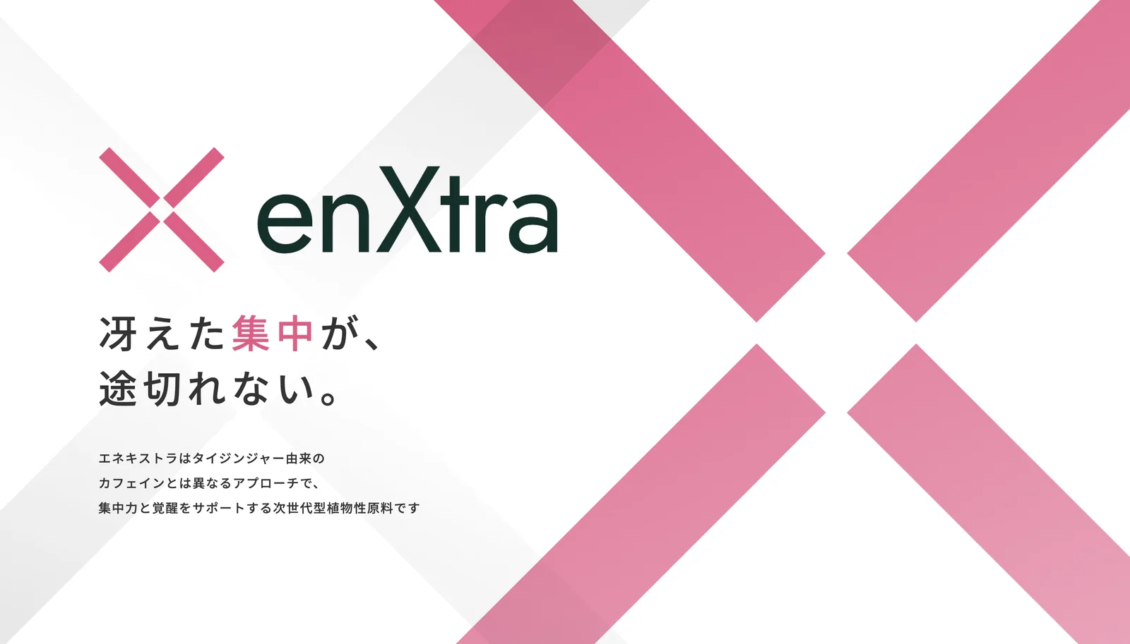 トップページ。ロゴの「X」を大きく重ねたメインビジュアル。